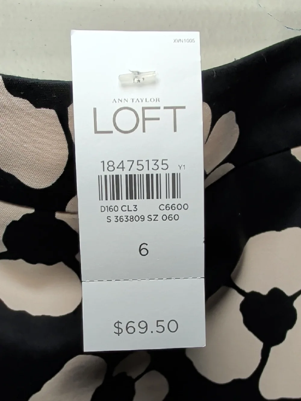 Loft Black + White Floral Pencil Skirt Cotton Stretch Preppy NEW Women's Size 6